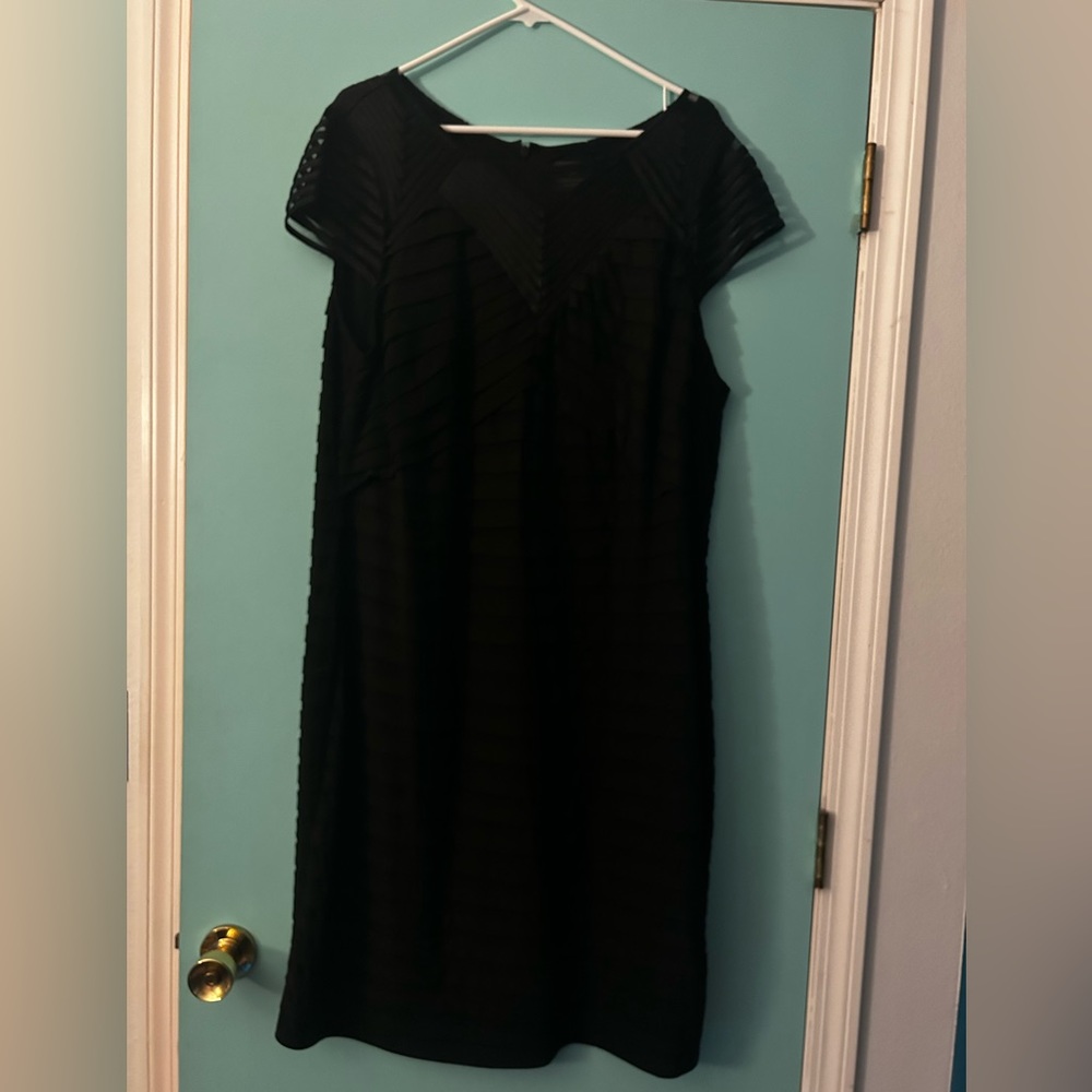 Black Adrianna Papell Plus Size Black Knee Length Dress